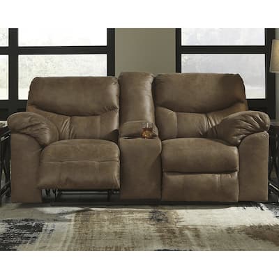 Signature Design by Ashley Boxberg Brown Reclining Loveseat with Console