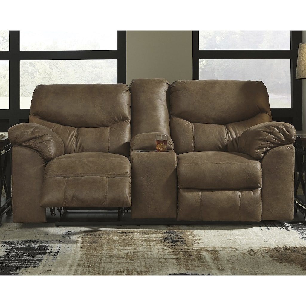 Signature Design by Ashley Boxberg Brown Reclining Loveseat with Console