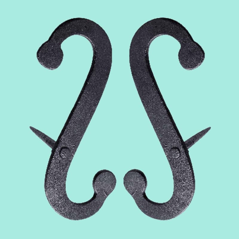 Black Wrought Iron Shutter Dog Holders 6.25" S Shaped Curved Rust Resistant Masonry Mount Renovators Supply