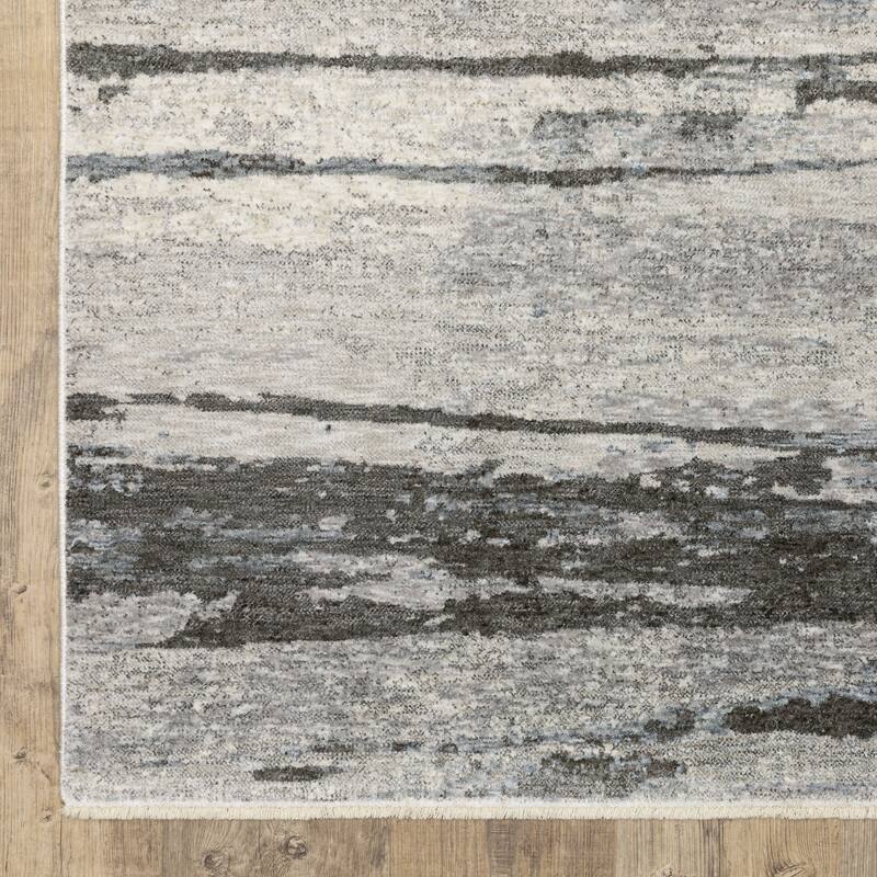 Style Haven Hendrix Abstract Shadow Stripes Grey/ Ivory Fringe Edge Area Rug