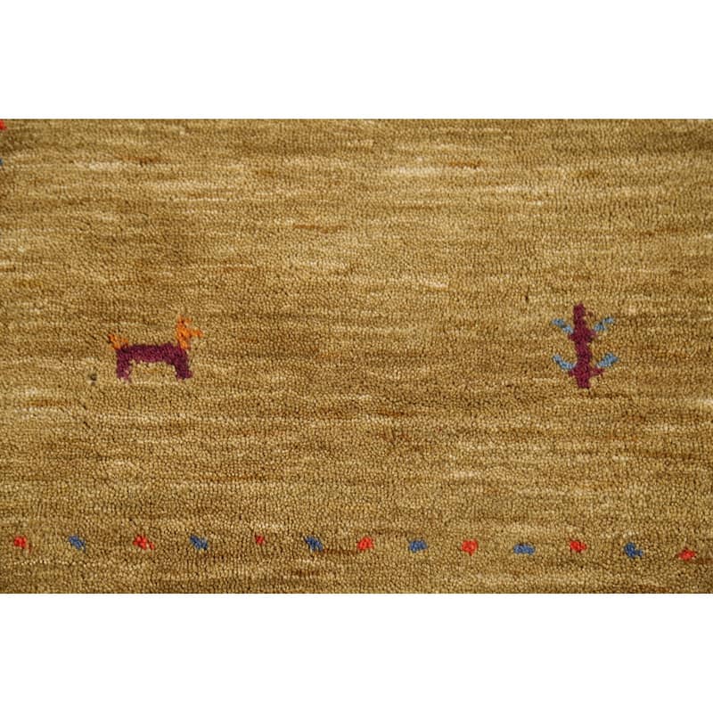 Tribal Gabbeh Indian Accent Rug Handmade Yellow Wool Carpet - 3'0"x 5'3"
