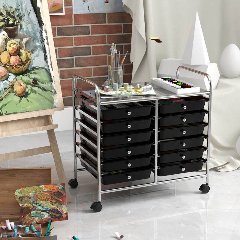 Costway 12 Drawers Rolling Cart Storage Scrapbook Paper Studio - See Details