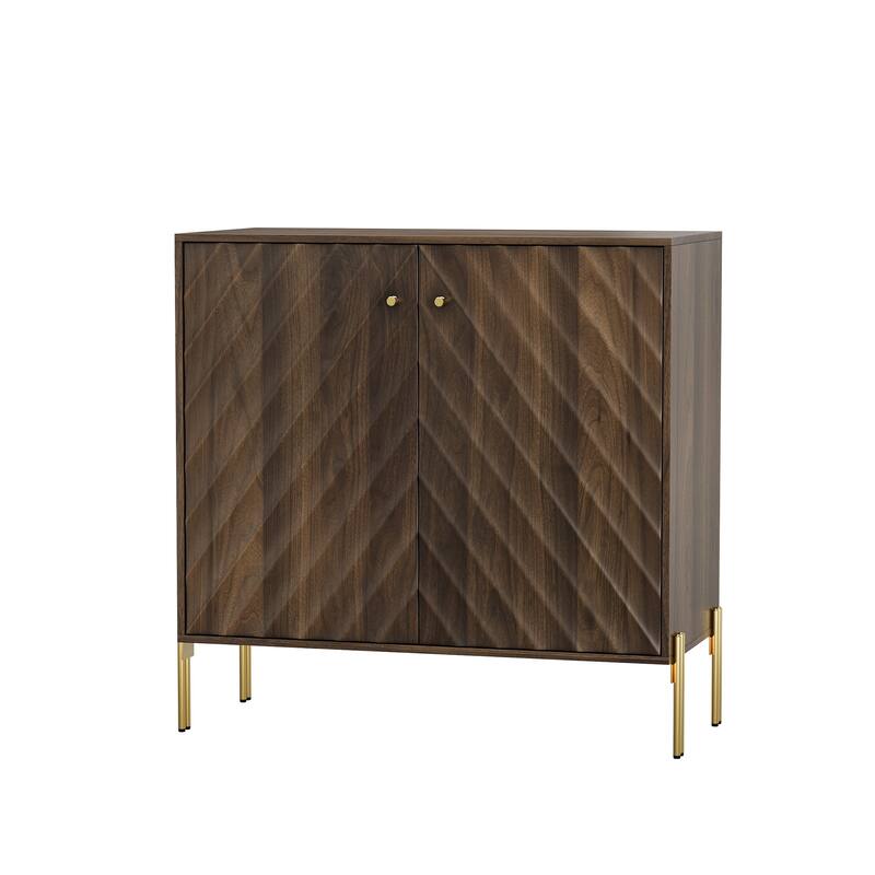 Mid-Century Modern Diagonal Wave Sideboard Buffet with Large Storage Space, for Living Room, Dining Room and Kitchen