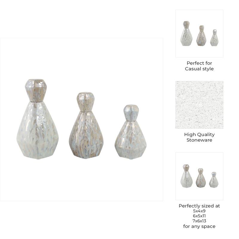 Stoneware Decorative Vases Contemporary Minimalist Sleek (Set of 3)