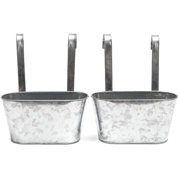 Large Galvanized Hanging Bucket Planter, Metal Tin Buckets for Flowers