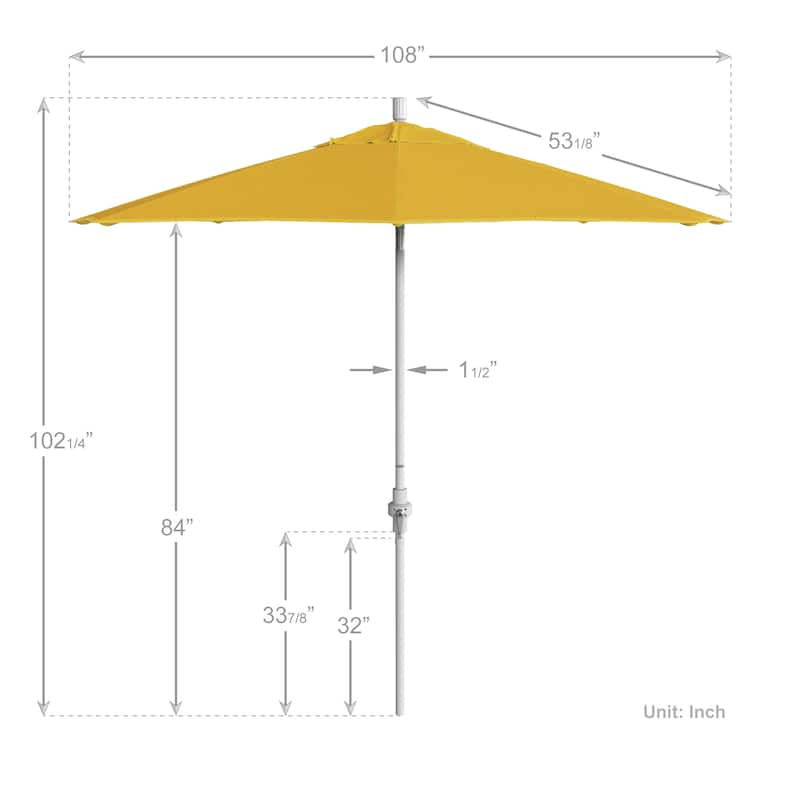 California Umbrella 9' Rd.Crank Lift, Collar Tilt, Aluminum Pole, /Fiberglass Rib Patio Umbrella, White Finish, Olefin Fabric