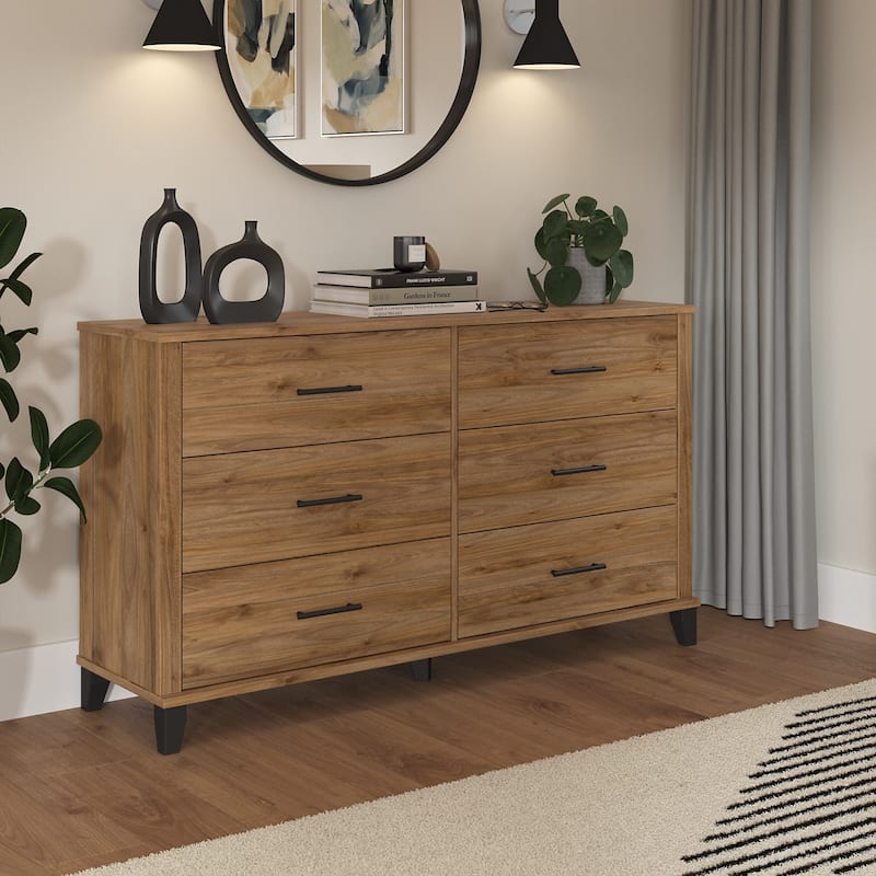 Transitional Grain-textured Grey Dresser - Fresh Walnut