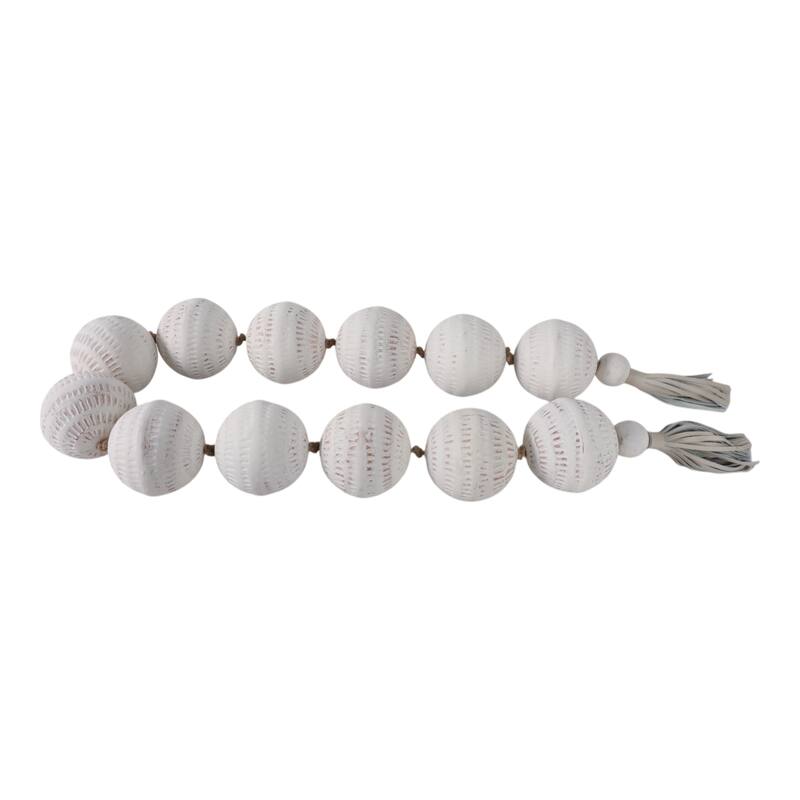 Decorative Beaded Garland with Leather Tassel Ends - 53.0"