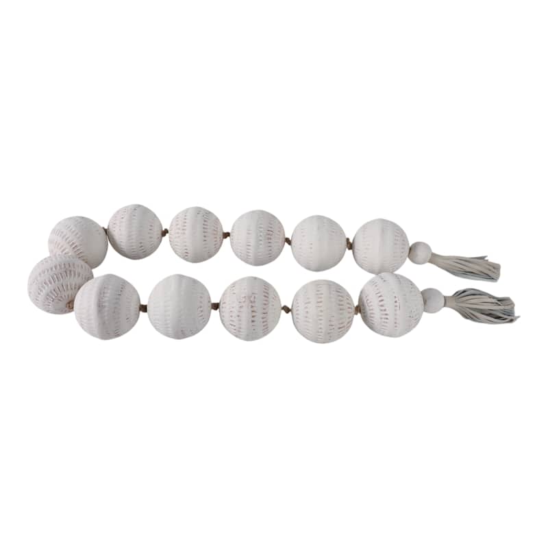 Ecomix Decorative Garland with Leather Tassels Capri Style - 3" White - 53" x 3" x 3"