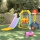 preview thumbnail 21 of 32, 5 in 1 Long Slide w/ Basketball Hoops,Football gate,Ringtoss,Swing Set
