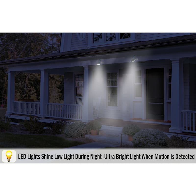 Solar Powered Motion Security Sensing Floodlight - Always On - IP66 - 360°Rotatable 1400LM Warm Bright White 17 LED Floodlight
