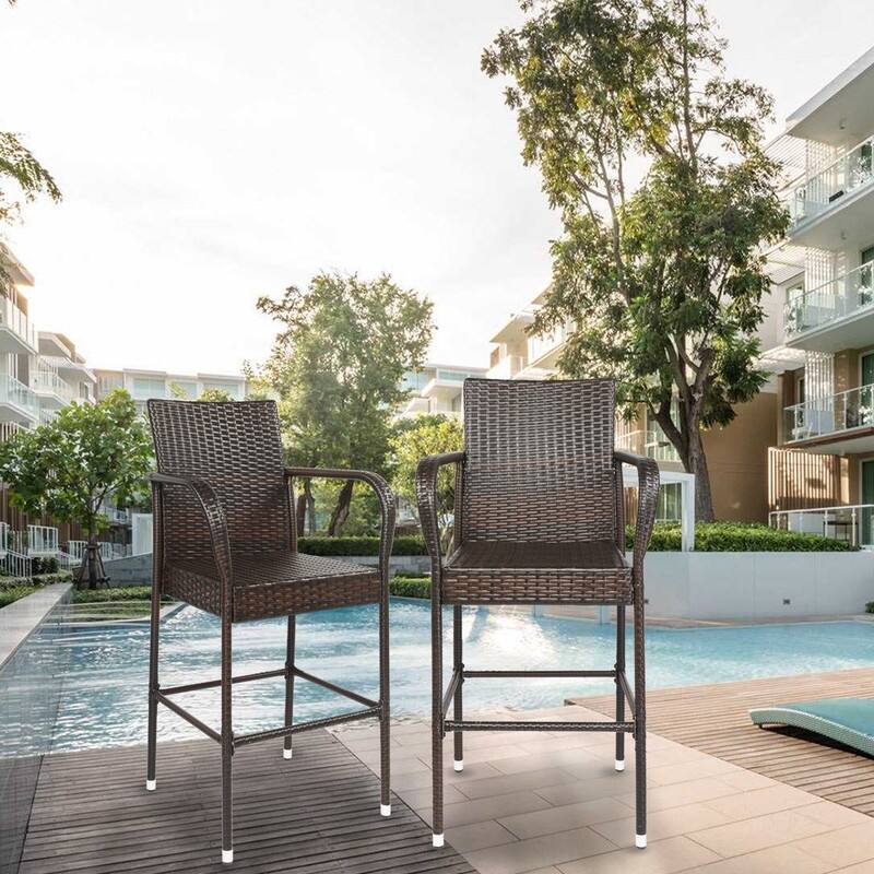 Brown Gradient Outdoor Bar Chair (Set of 2)