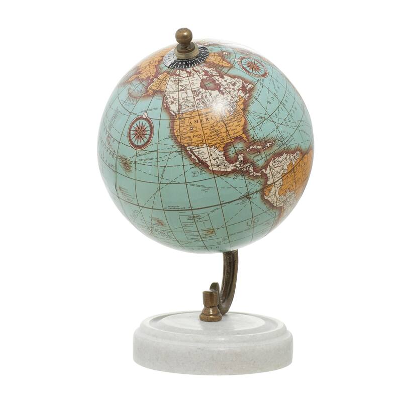 Teal, Black or White Marble Globe with Marble Base