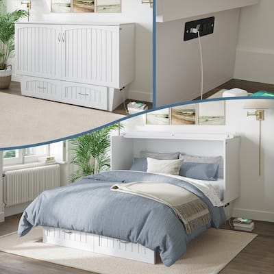 Nantucket Murphy Bed Chest with Mattress and Built-in Charging Station