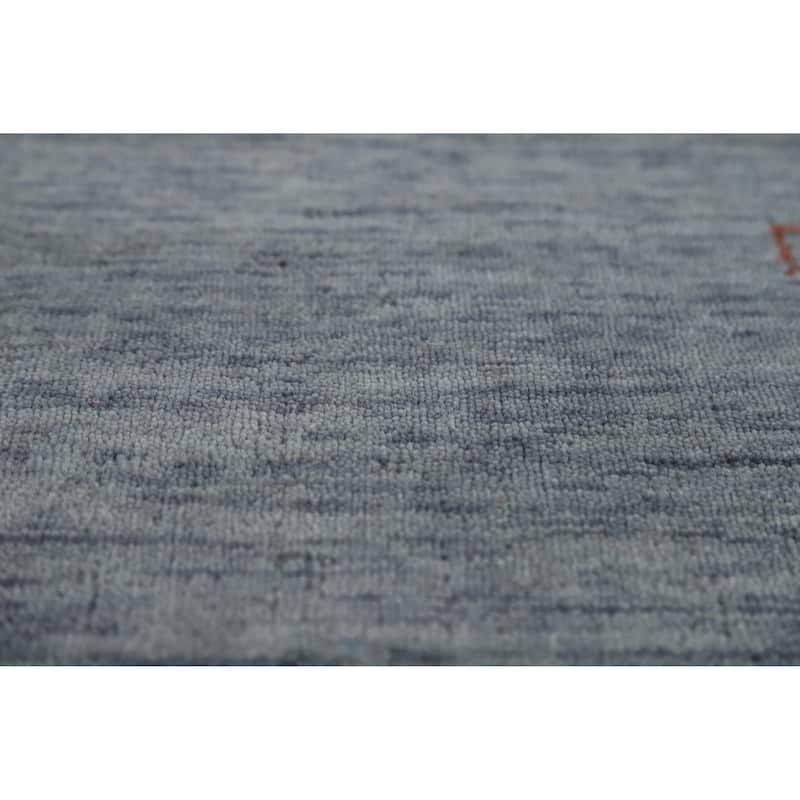 Blue Tribal Gabbeh Indian Rug Handmade Wool Carpet - 2'11" x 4'10"
