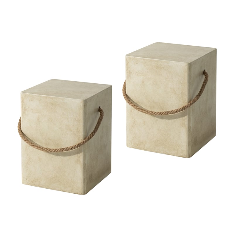 VENTOPYR Outdoor Patio 15" Rectangular Accent Table w Hemp Rope for Garden