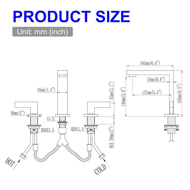 8 Inch Bathroom Faucet 3 Holes Two Handles Modern Luxury Widespread Bathroom Sink Faucet Tap with Water Supply Lines