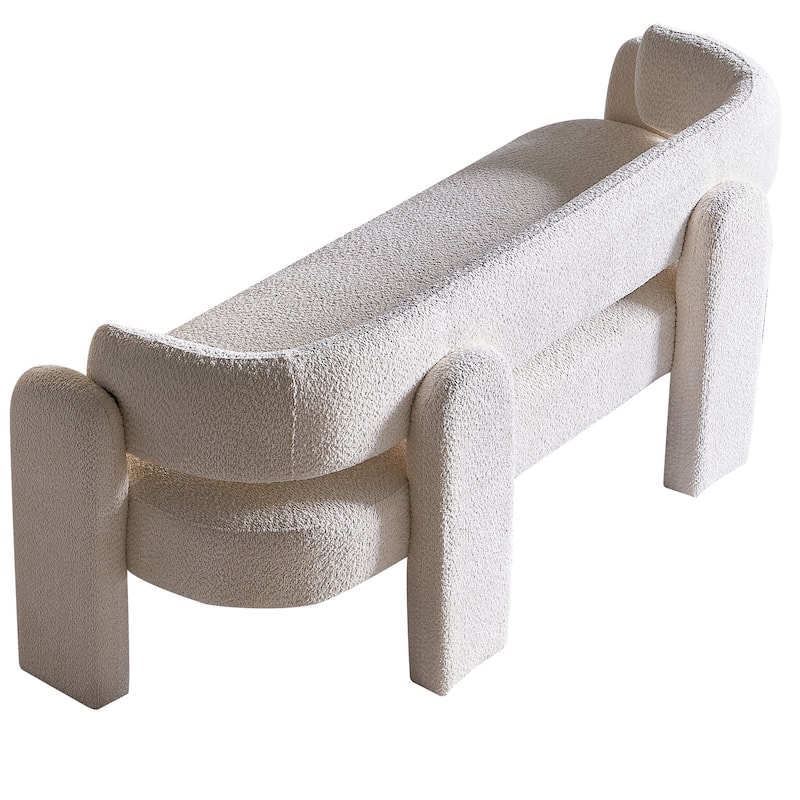 Modern Boucle Upholstered Sofa with Vertical Backrest & Open-Back Frame - 75.6'' Width