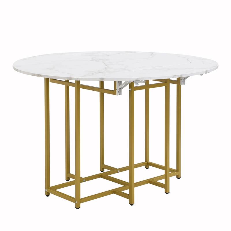 5PCS Extendable Dining Table Set With Faux Marble Top