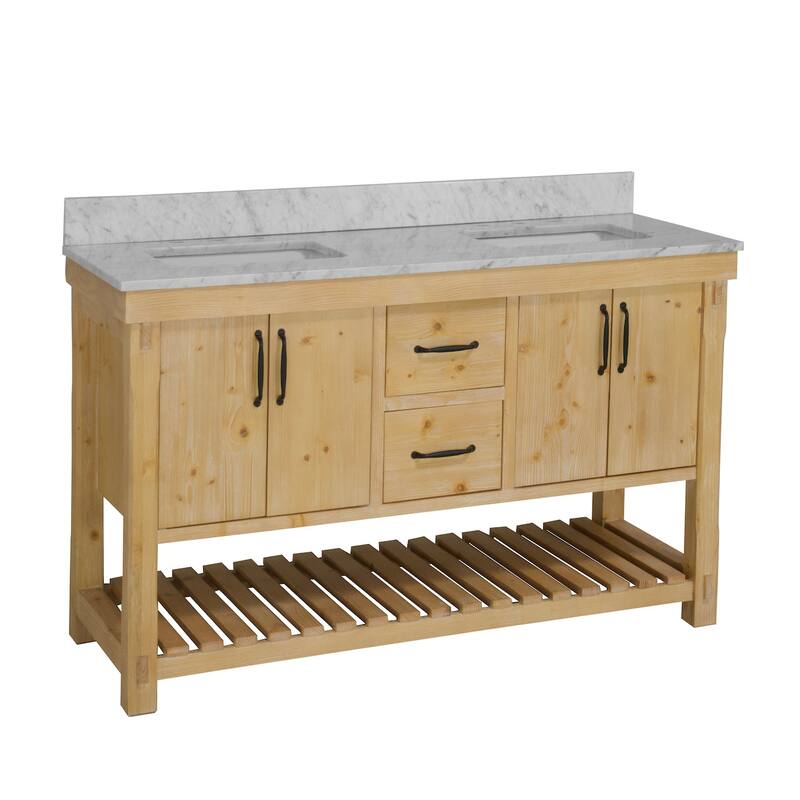 KitchenBathCollection Birmingham 60" Double Bathroom Vanity with Carrara Marble Top