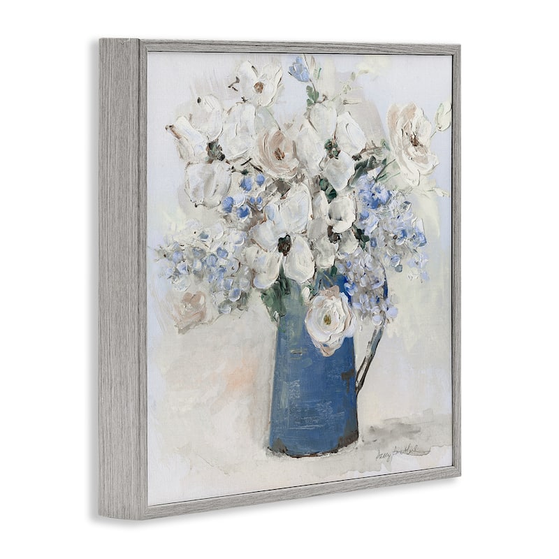 Stupell Bouquet in Blue Country Vase Framed Giclee Art Design By Sally Swatland