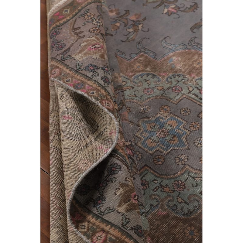 Overdyed Blue Tabriz Persian Vintage Rug Hand-Knotted Wool Carpet - 9'6"x 12'8"