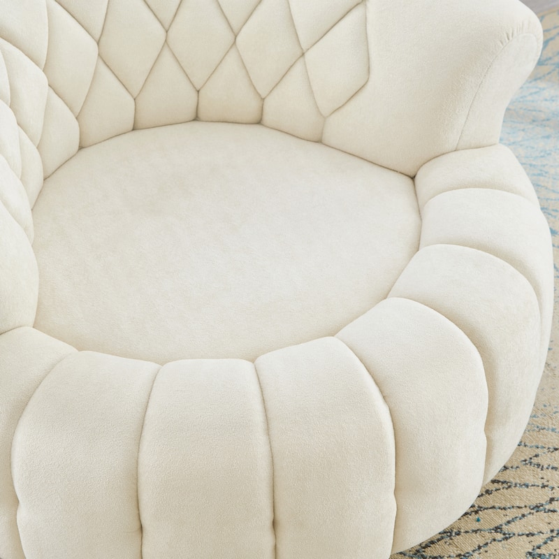 360° Swivel Chair Accent Chair Chenille Upholstered Single Sofa Chair Round Club Chair for Living Room Bedroom