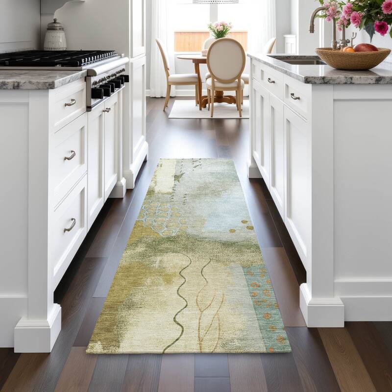 Machine Washable Indoor/Outdoor Modern Abstract Chantille Rug