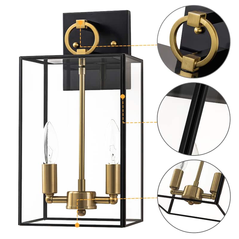 C Cattleya 2-Light Dark Bronze Finish Brass Outdoor Wall Lantern