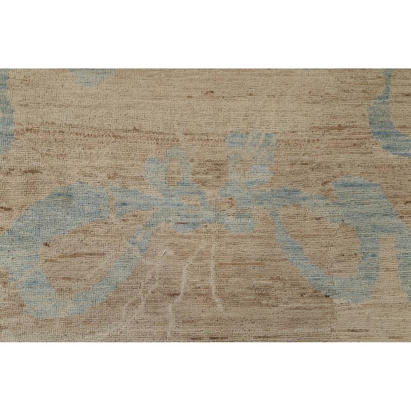 Hand Knotted Oriental 100% Wool Carpet Transitional Abstract Beige & Ivories Oushak Area Rug - 13' 6'' X 9' 7''