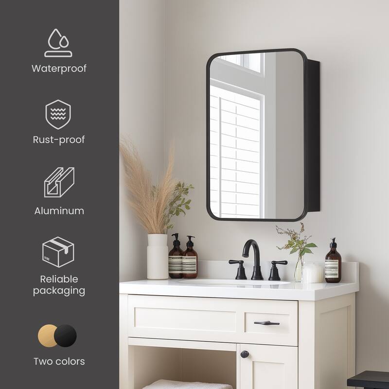 Talayuela Rectangular Aluminum Framed Medicine Cabinet with Mirror