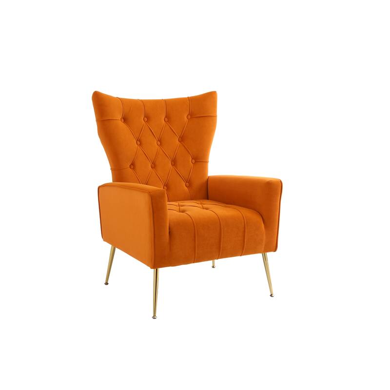 Orange 31.5" Velvet Button Tufted Arm Chair