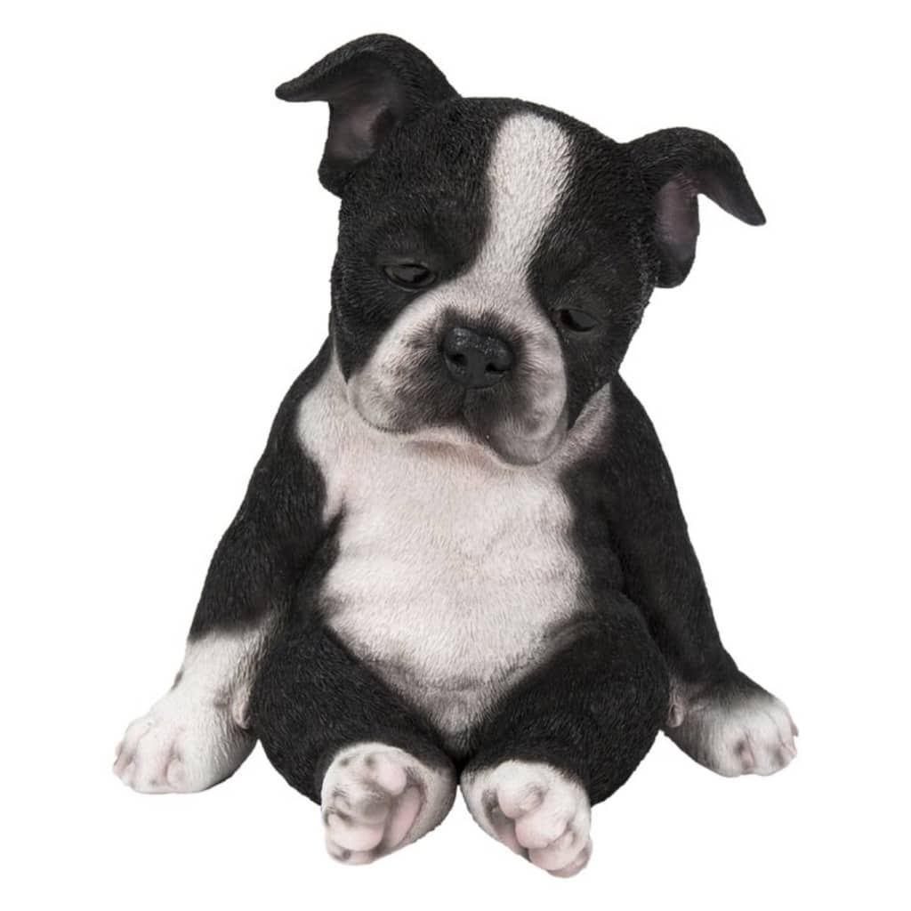 7.25" Sleepy Boston Terrier Puppy Outdoor Garden Statue