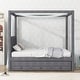 preview thumbnail 20 of 33, Upholstery Canopy Platform Bed with Trundle and Three Storage Drawers Full - Grey