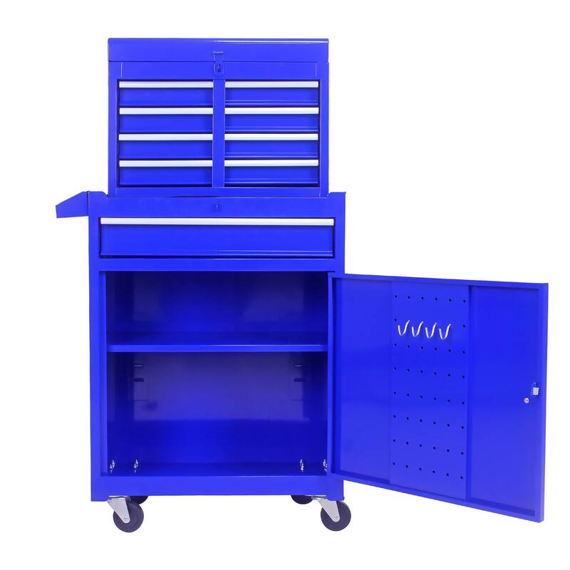 Detachable 5 Drawer Tool Chest with Bottom Cabinet and One Adjustable Shelf