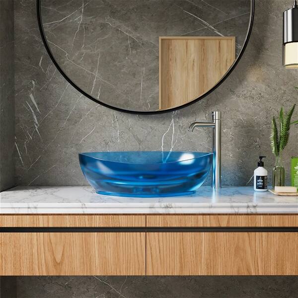 GIVINGTREE 20''x14'' Bathroom Sink Art Translucent Stone Resin Oval ...