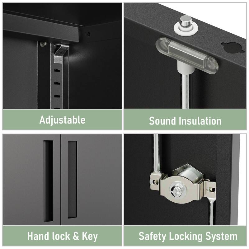 72"H Metal File Storage Cabinet with 2 Doors & 4 Adjustable Shelves