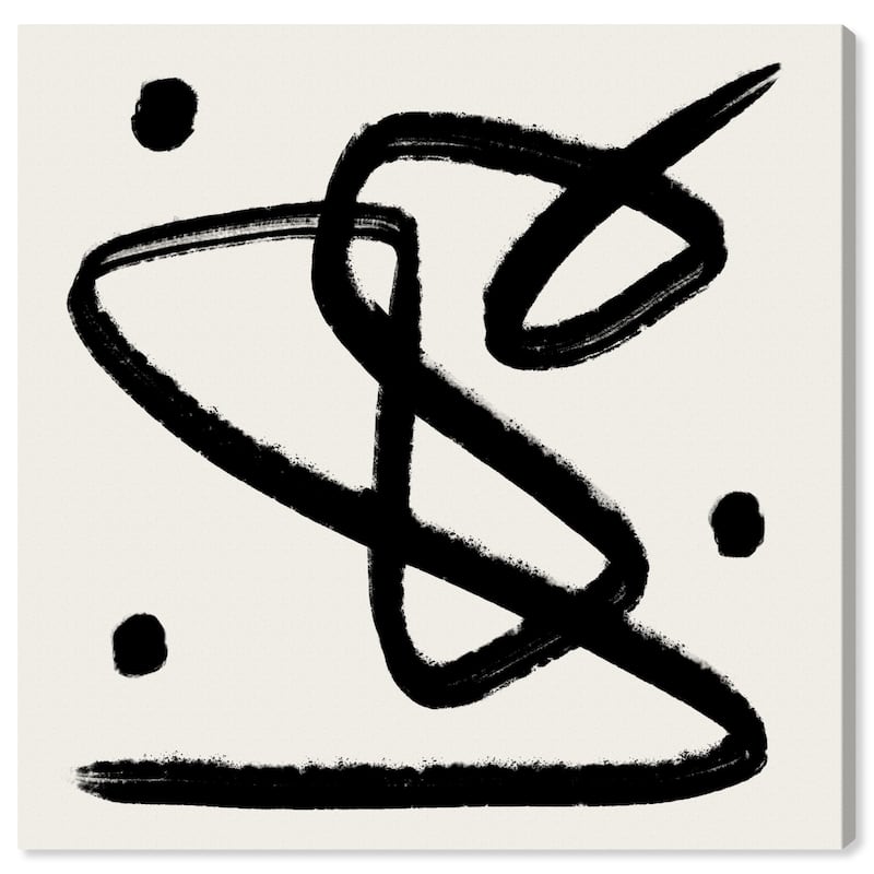 Wynwood Studio Prints Abstract Dreaming in Lines I Black and Cream White Modern & Contemporary Wall Art Canvas Print