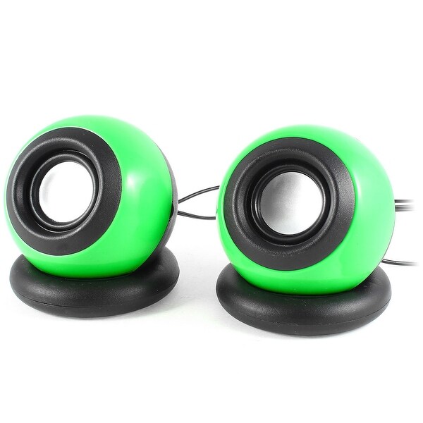 Unique Bargains PC DVD Laptop Black Green 2.0 Channel USB Mini Speaker Stereo Sound Box 2 Pieces