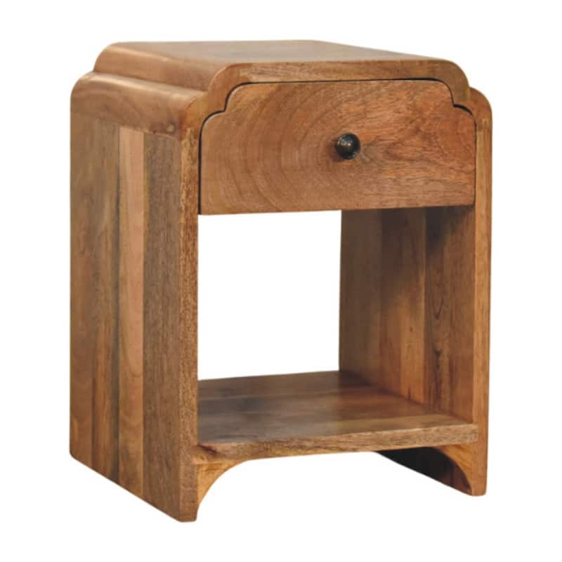 HomeRoots 16" Oak Solid Wood One Drawer Scallop Edge Nightstand
