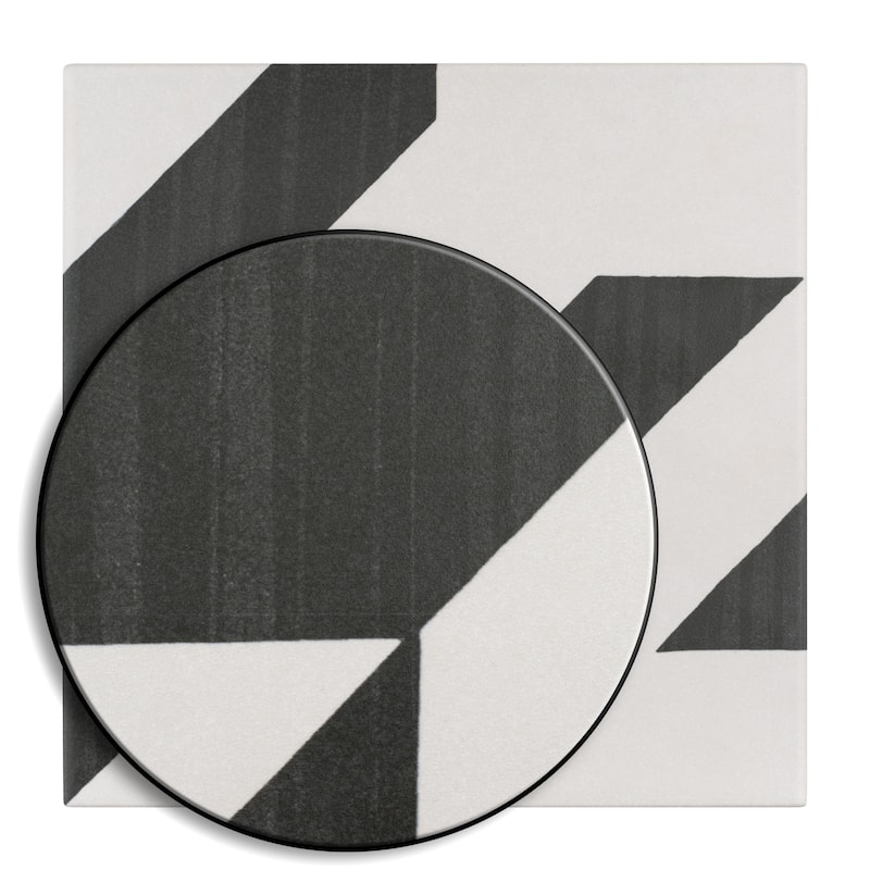 Merola Tile Caprice Tweed Black and White 7-7/8" x 7-7/8" Porcelain Floor and Wall Tile
