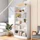 72-inch Bookcase, Modern 6-Tier White Bookshelf, Wood Display Shelf - White