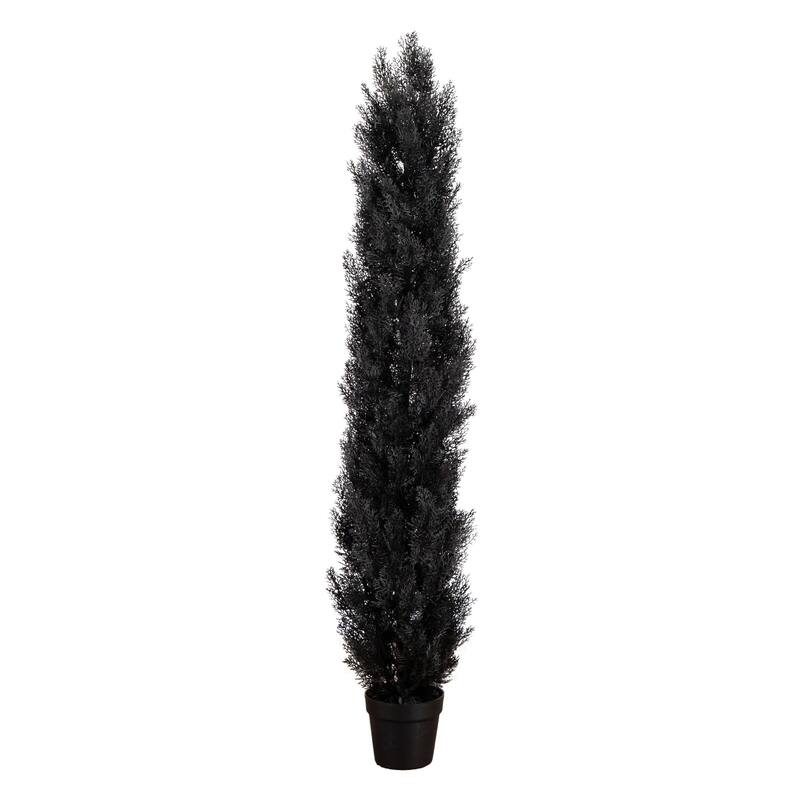 Artificial Black Cedar Halloween Potted Topiary Tree - 6' - Unlit