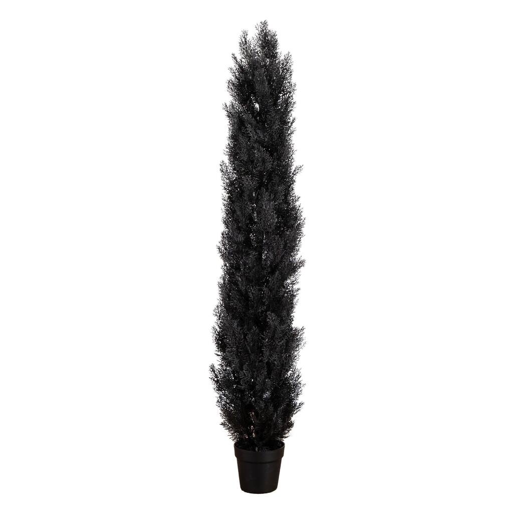 Artificial Black Cedar Halloween Potted Topiary Tree - 6' - Unlit
