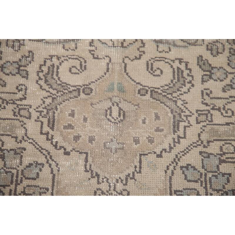 Hand Knotted Oriental 100% Wool Carpet Traditional Floral Beige & Ivories Tabriz Area Rug - 12' 7'' X 10' 0''