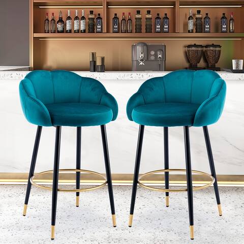 Bar Stools with Metal Footrest,Counter Height Dining Chairs(Set of 2)