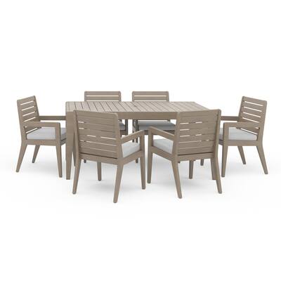 Homestyles Sustain Gray Wood Outdoor Dining Table and Six Armchairs