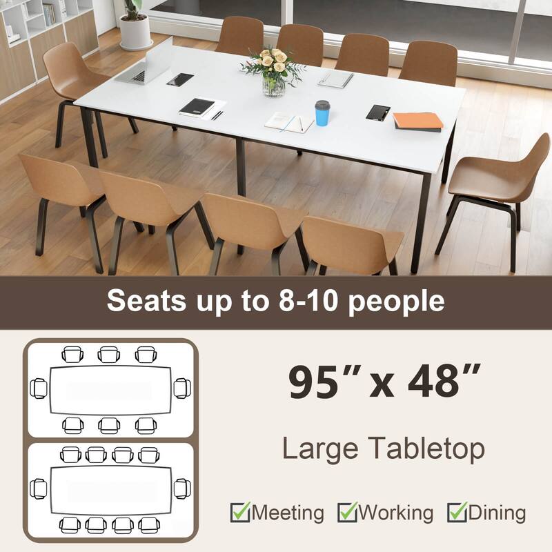 Costway 1/2 PCS 95" x 48" Large Meeting Table Seats up to 10 People 2 - See Details