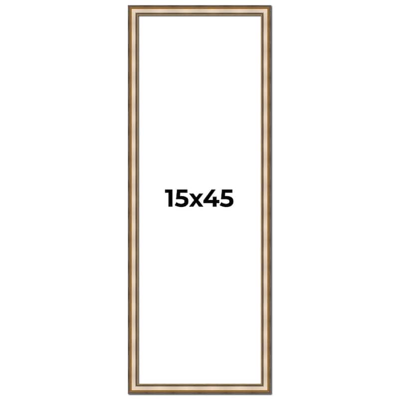 15x45 Frame Gold Solid Wood Shadow Box Width 1.5 Inches | Interior Frame Depth 2 3/8 Inches