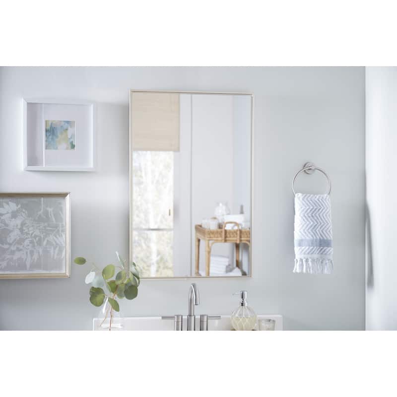 Copper Grove Warm Silver Floating Illusion Rectangular Wall Mirror